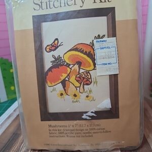 Mushroom Embroidery Kit with Butterfly Design
